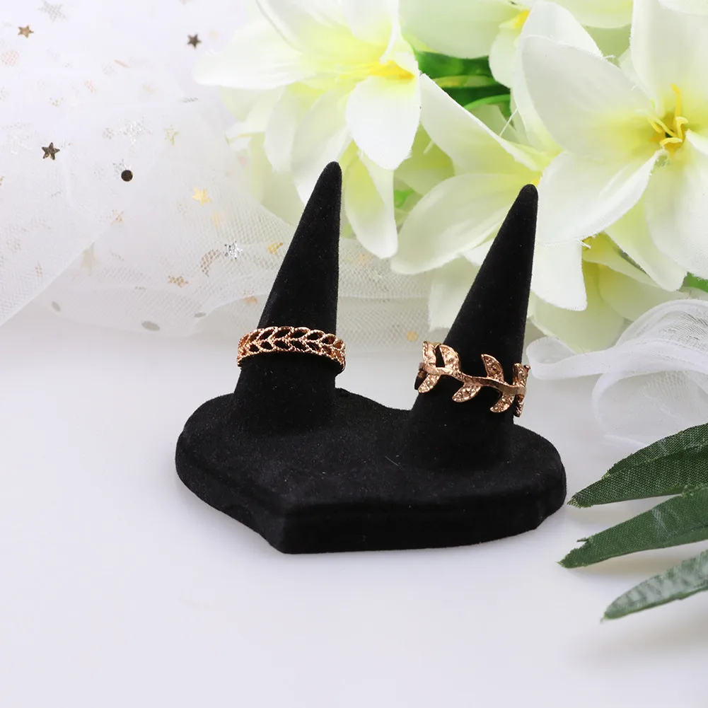 

Velvet Finger Cone Fingertip Ring Stand Display Black Mountain Ring Jewelry Display Stand Holder Storage Showcase Organizer