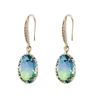 luxury temperament womens oval dangling earrings green flower earrings womens party birthday gift jewelry