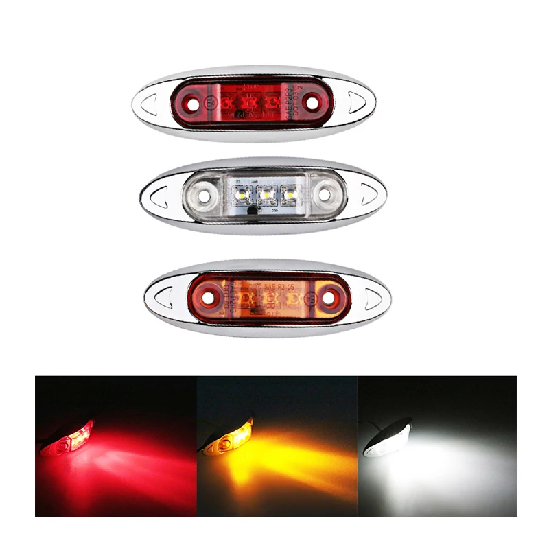 

1Pcs Car Truck Side Marker Indicators Lights Lamp 9-30V 3 LED Amber Clearence light Red White for Auto Truck Trailer Lorry Bus