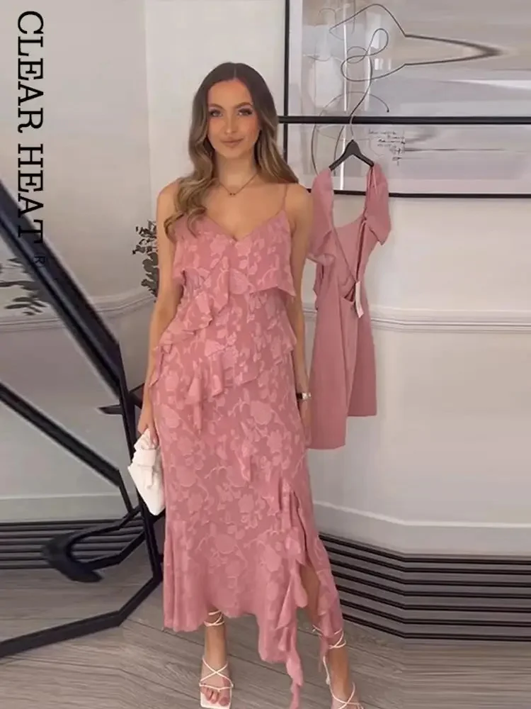 

Модные шикарные пикантные платья на бретельках с оборками для женщин 2023 элегантное платье средней длины без косточек с открытой спиной летние женские платья с высоким воротом