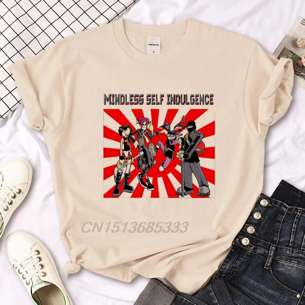 

Mindless Self Indulgence Comic Women Streetwear Funny Manga T-shirts Chainsaw Man Tee Tops Fight Like A Girl Boxing Clothing