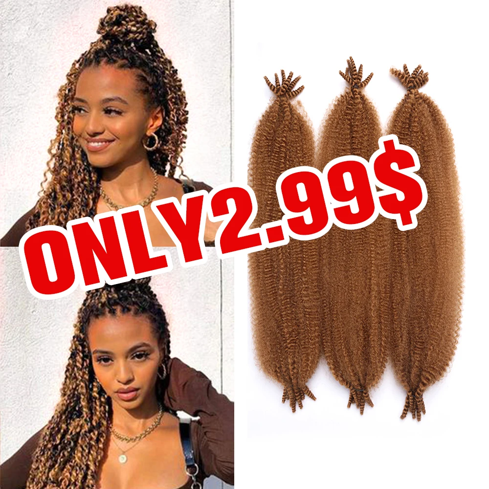 Kinky Marley Braiding Crochet Hair Bulk Extensions Faux Locs Pre-Separated Springy Afro Twist Hair For Butterfly Locs Braids