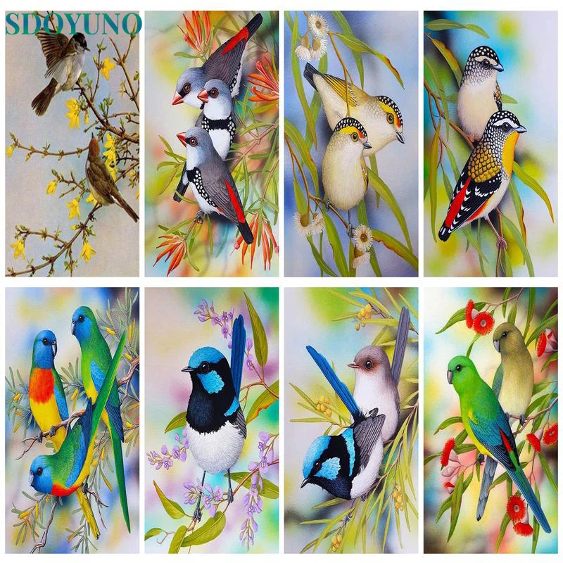 

SDOYUNO Birds DIY Hand-Painted Oil Painting Wall Art Gift Painting By Numbers Originality Canvas Home Furnishing Decoration Bra