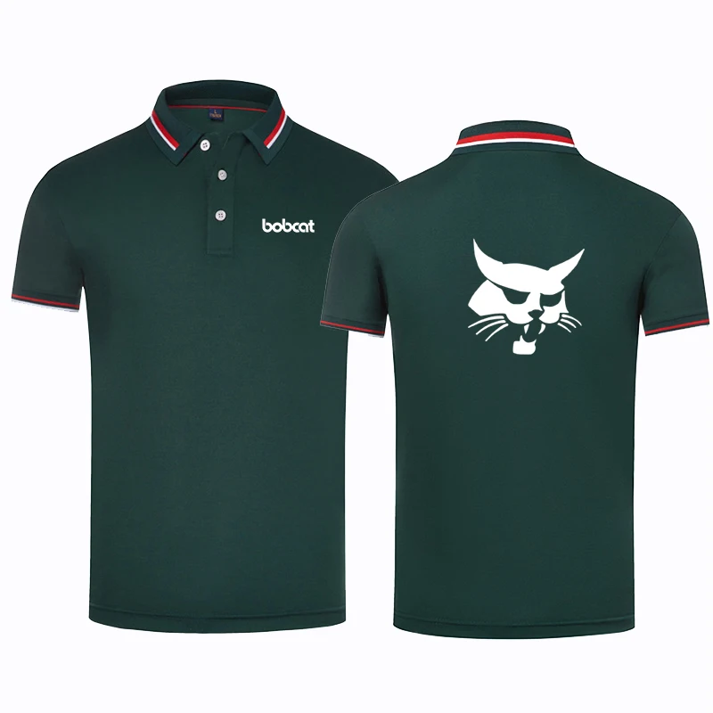 

New 2022 Summer High Quality Men's Short Sleeve Polo Shirt Bobcat Logo Men Polos Casual Polo Shirt Male Polos Tops