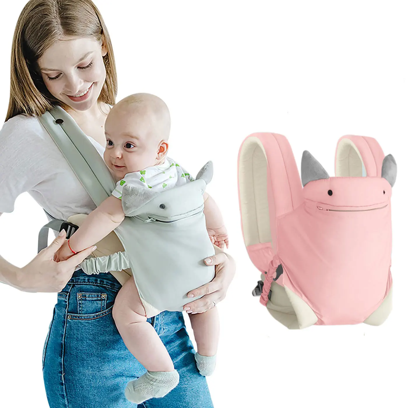 Baby Carrier with Pocket 4-in-1 Easy to Wear Ergonomic Adjustable Breathable Wrap Slings Perfect for Newborn to Toddler Backpack