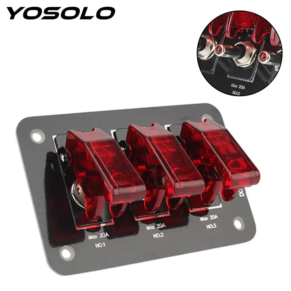 

20A Toggle Switch Panel Car Switch Panel For Car Truck Caravan 12-24V Red Waterproof Cover Ignition Switch Panel DC WIth Fuse