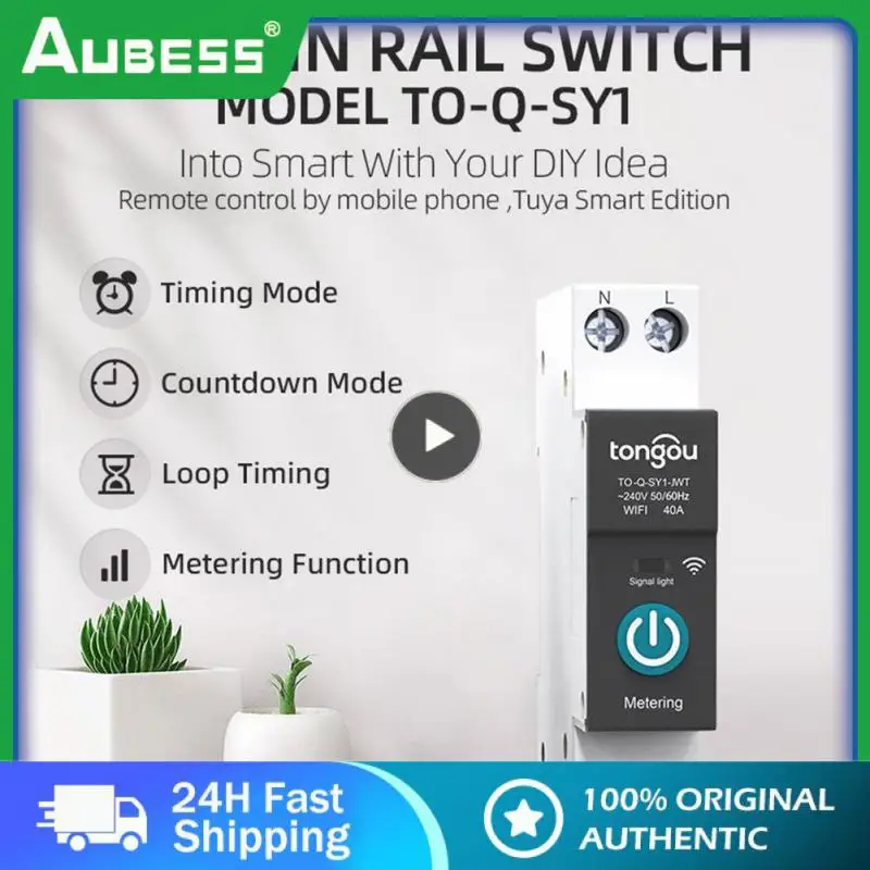 

By App Tongou Circuit Breaker With Metering Din Rail Wireless Switch Tuya Smart Switch 63a Smart Home Remote Control 1p Wifi Diy