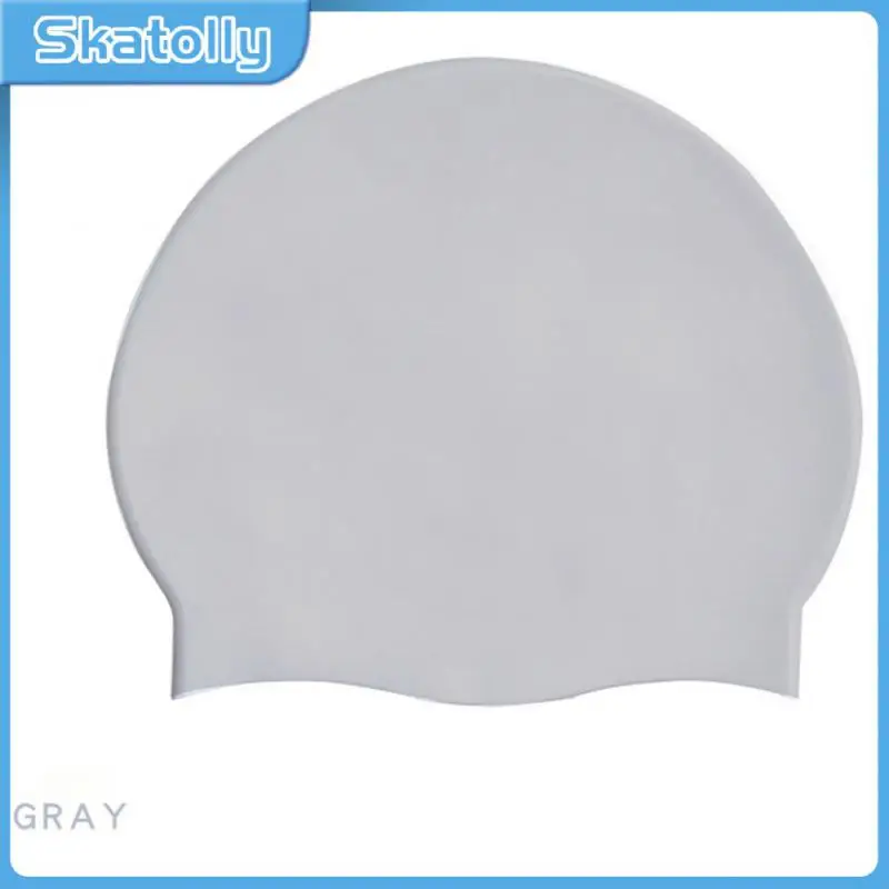 

Swim Bathing Hats Comfortable Waterproof Swimming Cap Silicone Solid Color Swimming Hat Not Reinforcing Head Guards