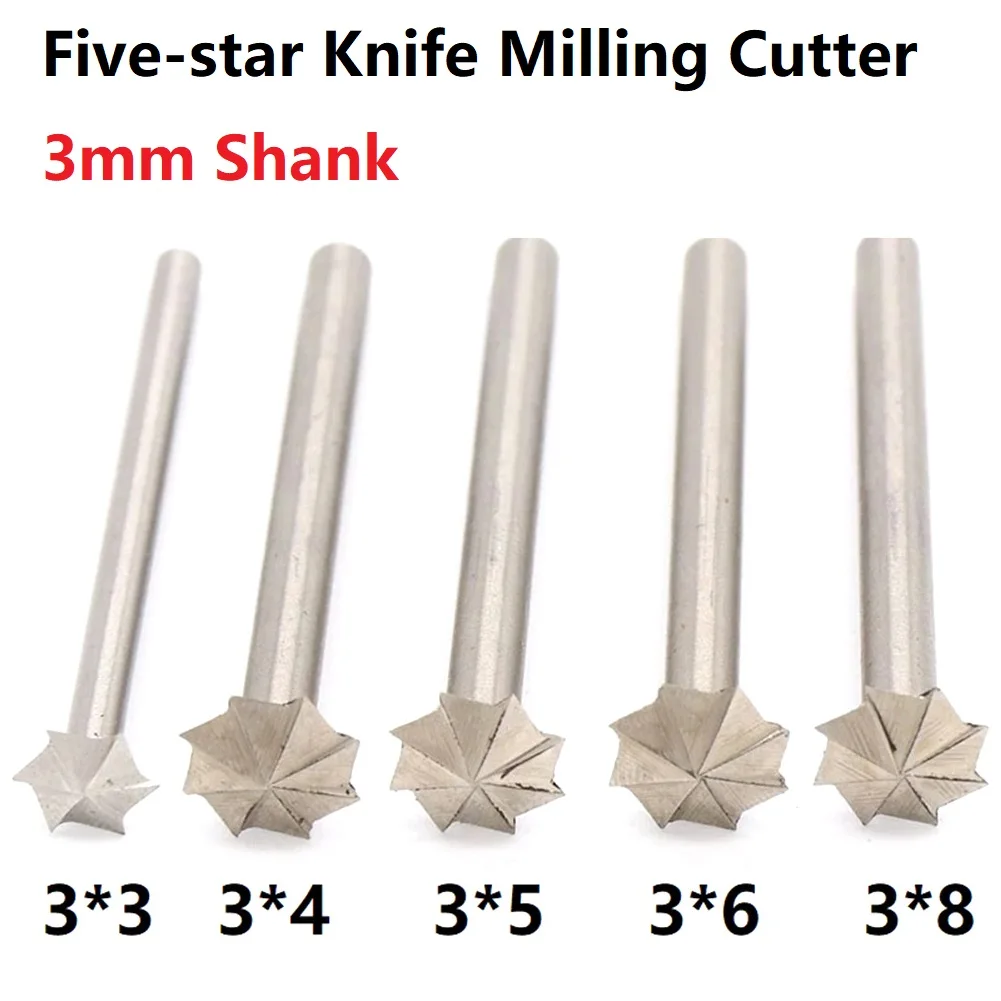 

1Pcs 3mm Shank Five-star Knife Milling Cutter Precise Engraving Wood Carving Chisel Handle Five-pointed Star Woodworking