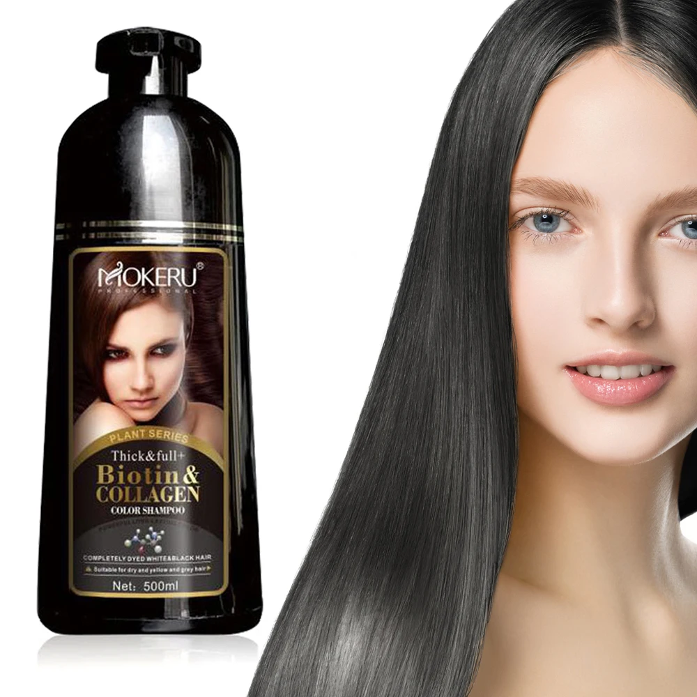 

1pcs 500ml Mokeru Natural Fast Hair Dye Plant Essence Black Hair Color Dye Shampoo For Cover Gray White Hair free shipping