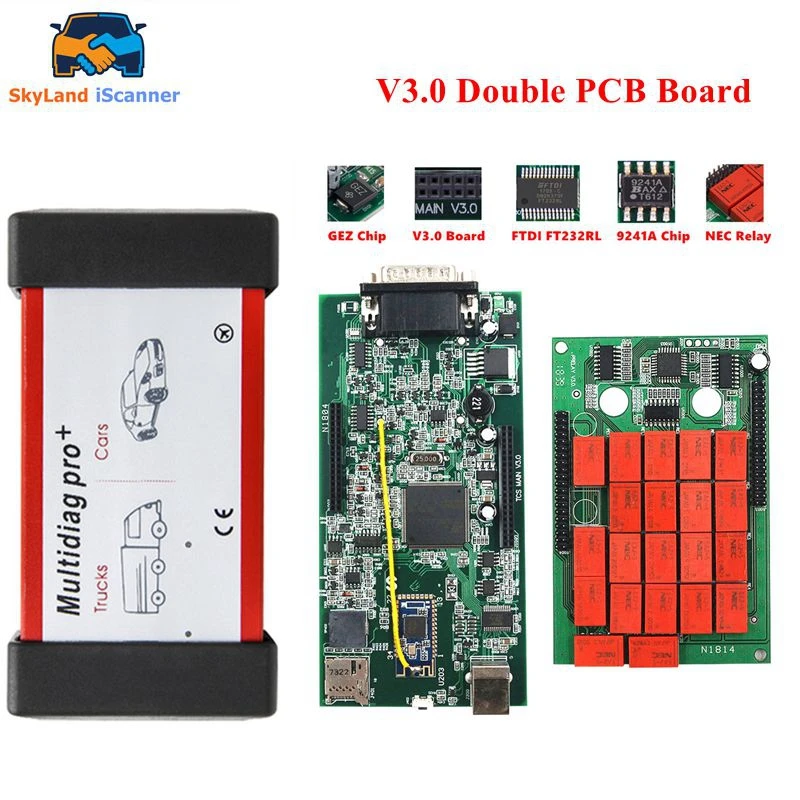 OBD2 диагностический инструмент Multidiag Pro + V3.0 Bluetooth USB-сканер для TCS 2017.R3 KEYGEN NEC Реле сканер Бесплатная доставка