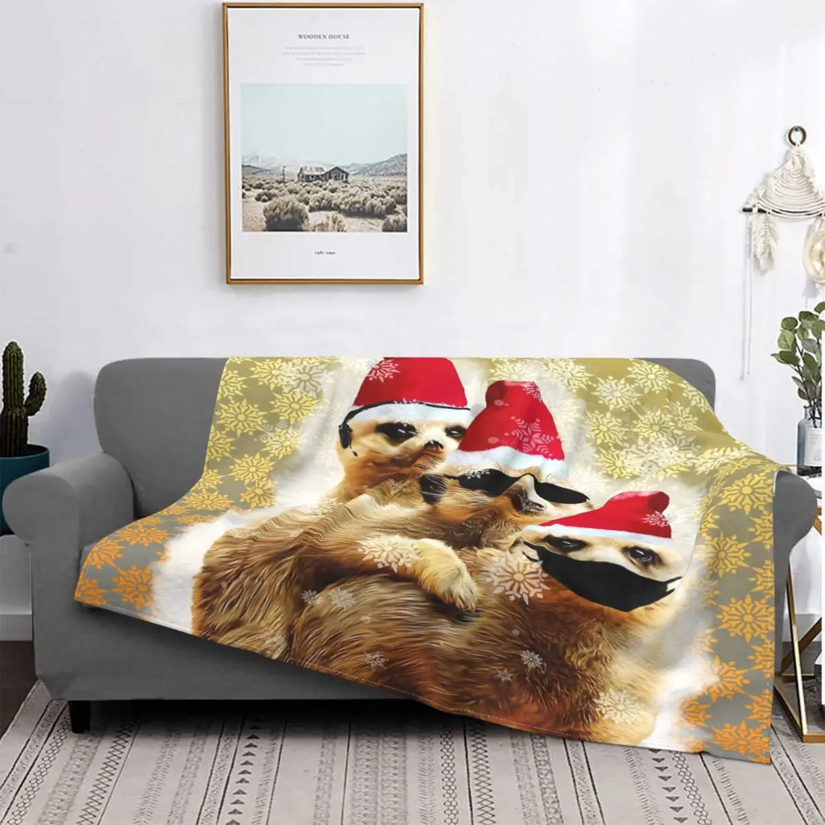

Meerkats de Navidad Here-See-Speak No, manta, para cama colcha, edredón a cuadros, colcha 135, manta con capucha, manta para niñ