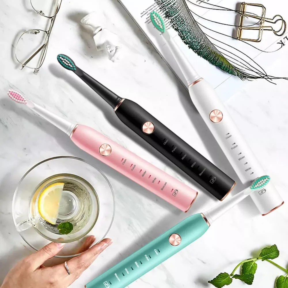 

Sonic Electric Toothbrush USB Rechargeable 5 Modes Ultrasonic Automatic Brush Timer Waterproof Dental Brush Teeth Whitening