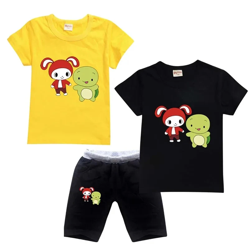 Фото ♥ Комплект одежды для девочек и мальчиков AA JJ Mikey: летние футболка и брюки, повседневный спортивный костюм из 2 предметов, футболка Maizen JJ, спортивный костюм, новинка 2026 №1