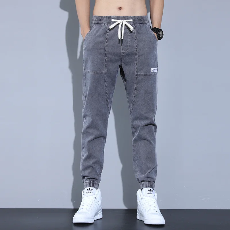 Harlan pants Casual  thin jeans men loose jogger ankle-tied pants men summer Elastic Waist  Youthful streetwear Spring Autumn