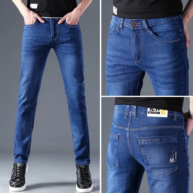 New Men's Jeans y2k High Waist Loose Men's Jeans Office Blue Denim Wide Leg Pants Four Seasons Casual Fashion Straight Pants