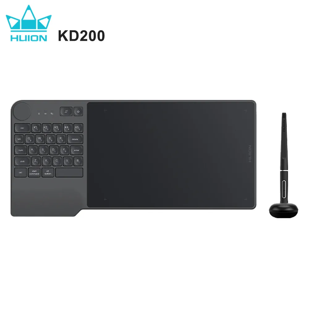  HUION Inspiroy Keydial KD200 Tablet Battery-Free Pen Wireless Graphics Digital Drawing Board with Keyboard Mesa Digitalizadora 
