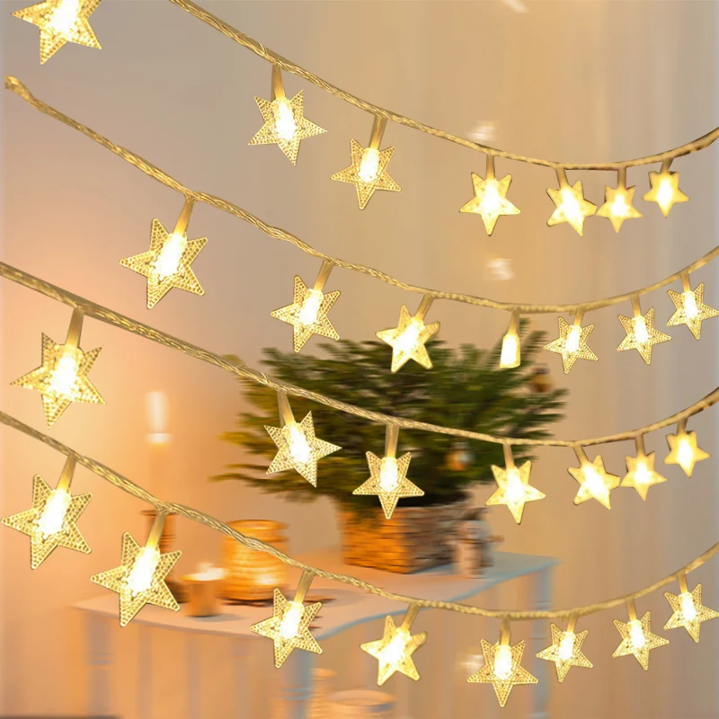 

1.5/2/3/5M LED Star String Lights Christmas Twinkle Garlands Lamp Battery Powered Holiday Wedding Party Decoration Fairy Lights