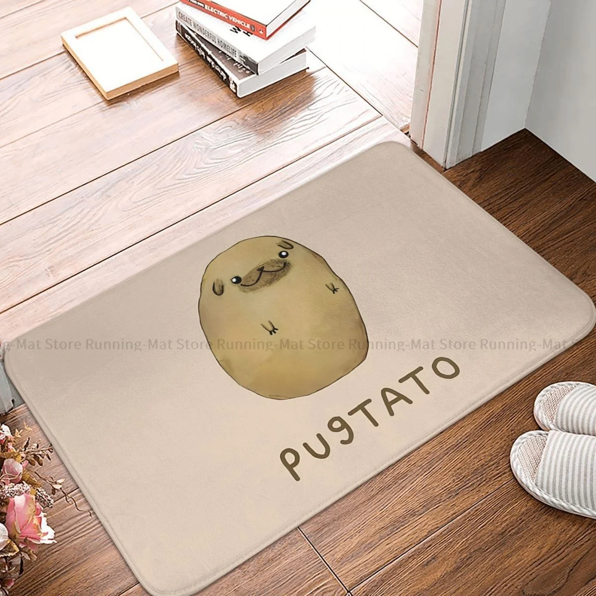 

Dog Anti-Slip Doormat Bath Mat Pugtato Balcony Carpet Welcome Rug Indoor Decor