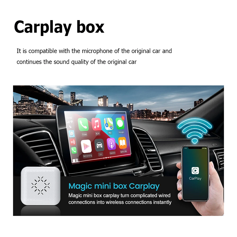 

Mini Wireless Carplay Box Adapter Plug And Play Portable Online Upgrade High Compatibility Applicable To Car Navigation