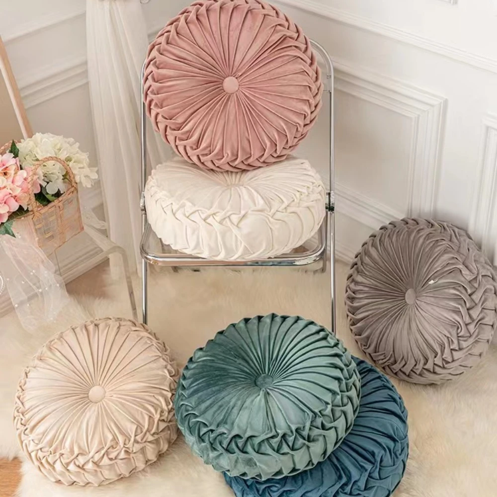 

35x35cm Round Solid 12 Colors Seat Cushion Velvet Fabric Back Cushion Sofa Pad Throw Pillow Cushion Home Sofa Tatami Cussion