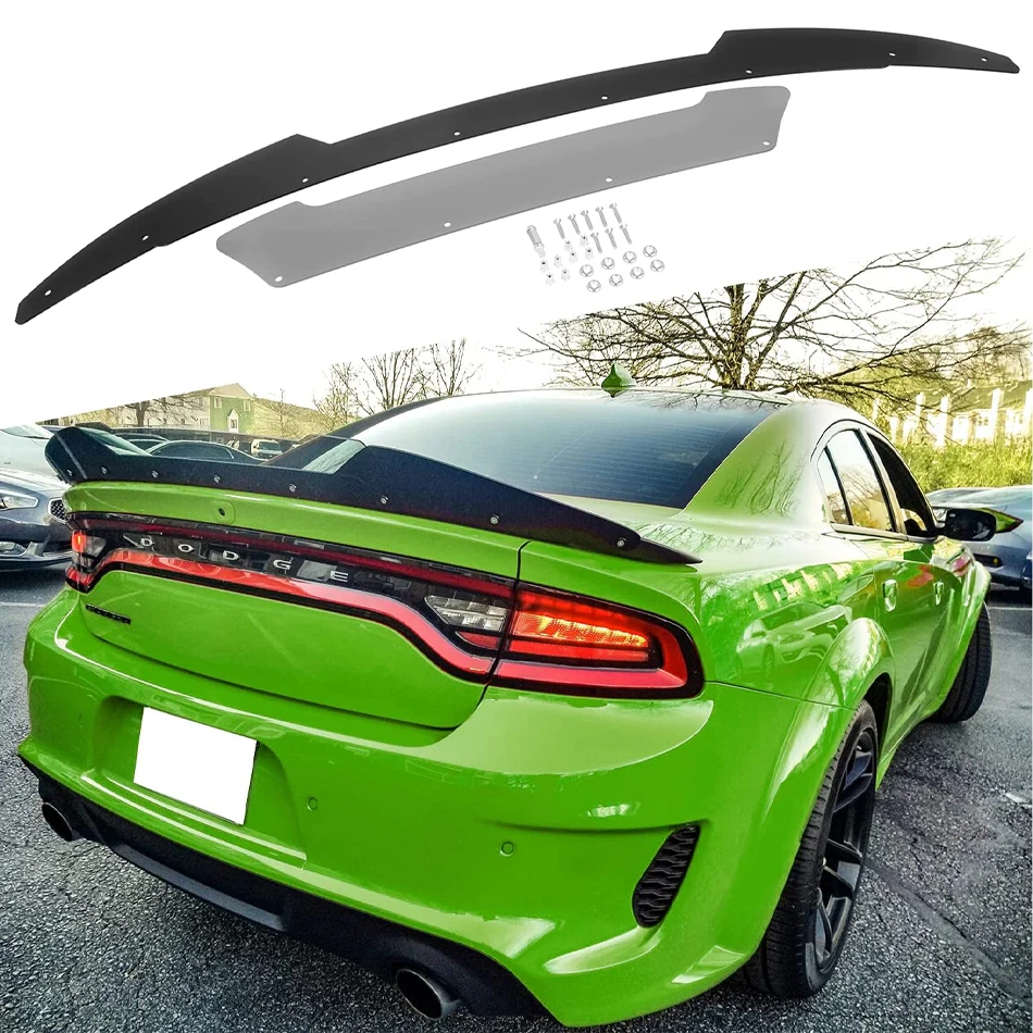 Rear Wickerbill Spoiler for Dodge Charger 2015-2021 SRT ScatPack Hellcat V2 Wicker Bill Spoiler Add-on Style with RivNut Tool