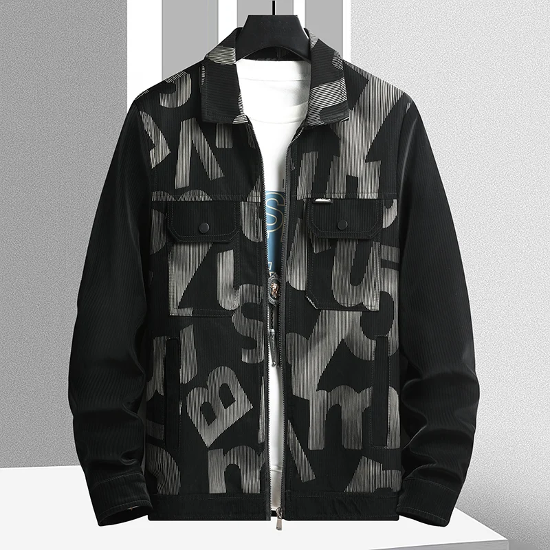 

Black Short Jacket Men Jacket Coats Casual Windbreaker Pockets Overalls Bomber Streetwear Man Clothing Outwear