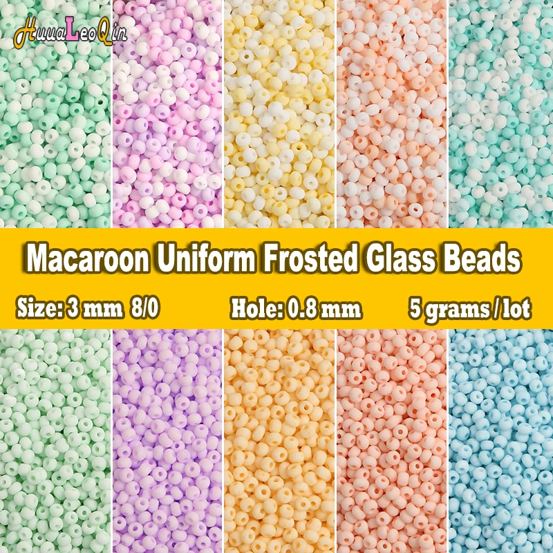 

165pcs 3mm Macaroon 8/0 Frosted Glass Beads Japanese Matte Loose Spacer Seed Beads for Jewelry Making DIY Charms Handmade Sewing