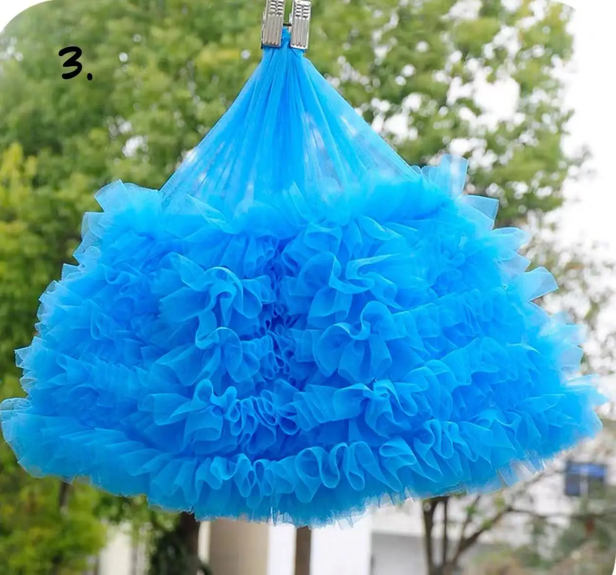 1 ярд голубая сверхплотная гофрированная Тюлевая отделка плиссированная