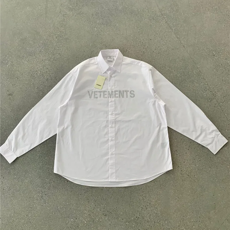 Oversize White Vetements High Quality Shirts Men Women Twinkle Letter Vetements Logo Shirt