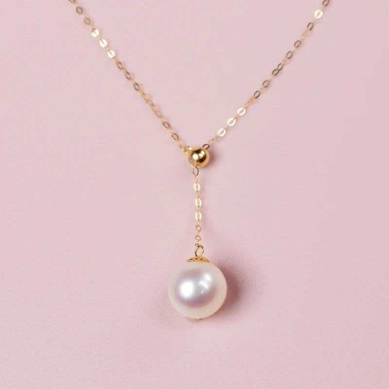

Женское Ожерелье из 18-каратного золота с подвеской из натурального морского жемчуга 8-8,5 мм