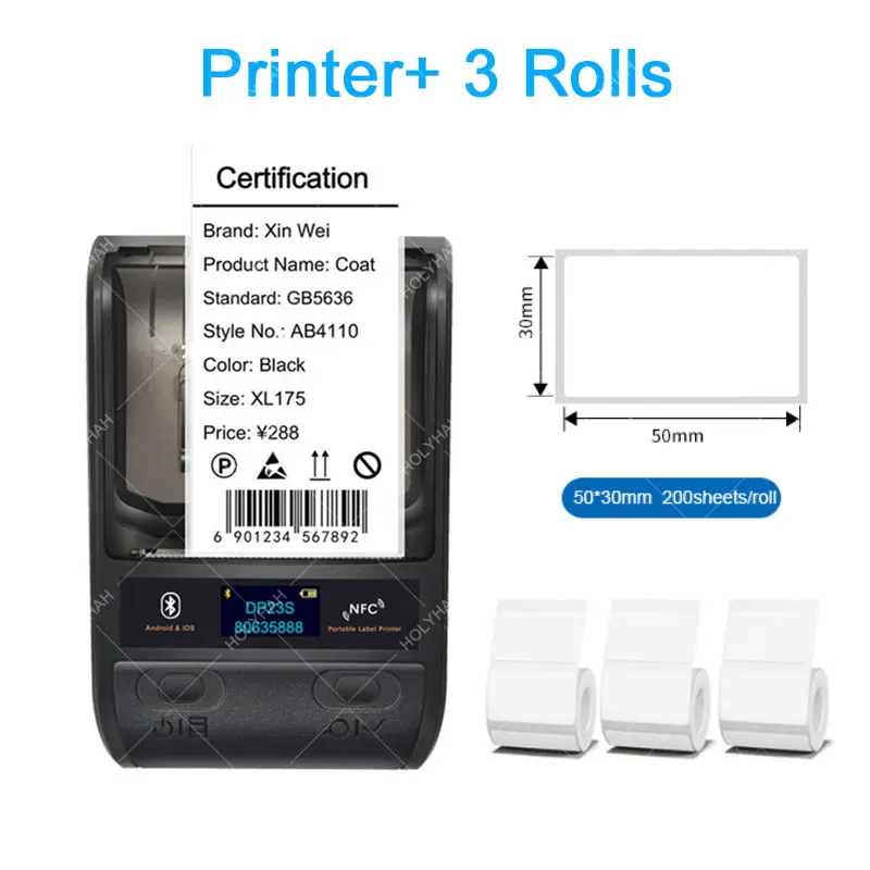 Portable Thermal Printer Maker NFC Wireless Bluetooth Mini Label Printer for Store Price Tag Jewelry Labels for Android ios Phon