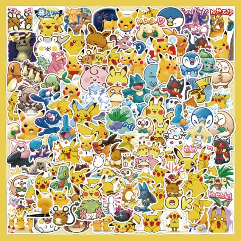 

60 Sheets of Cute Pokemon Stickers Cartoon Anime Small Stickers Pikachu DIY Motorbike Luggage Guitar Skateboard Classic Toys