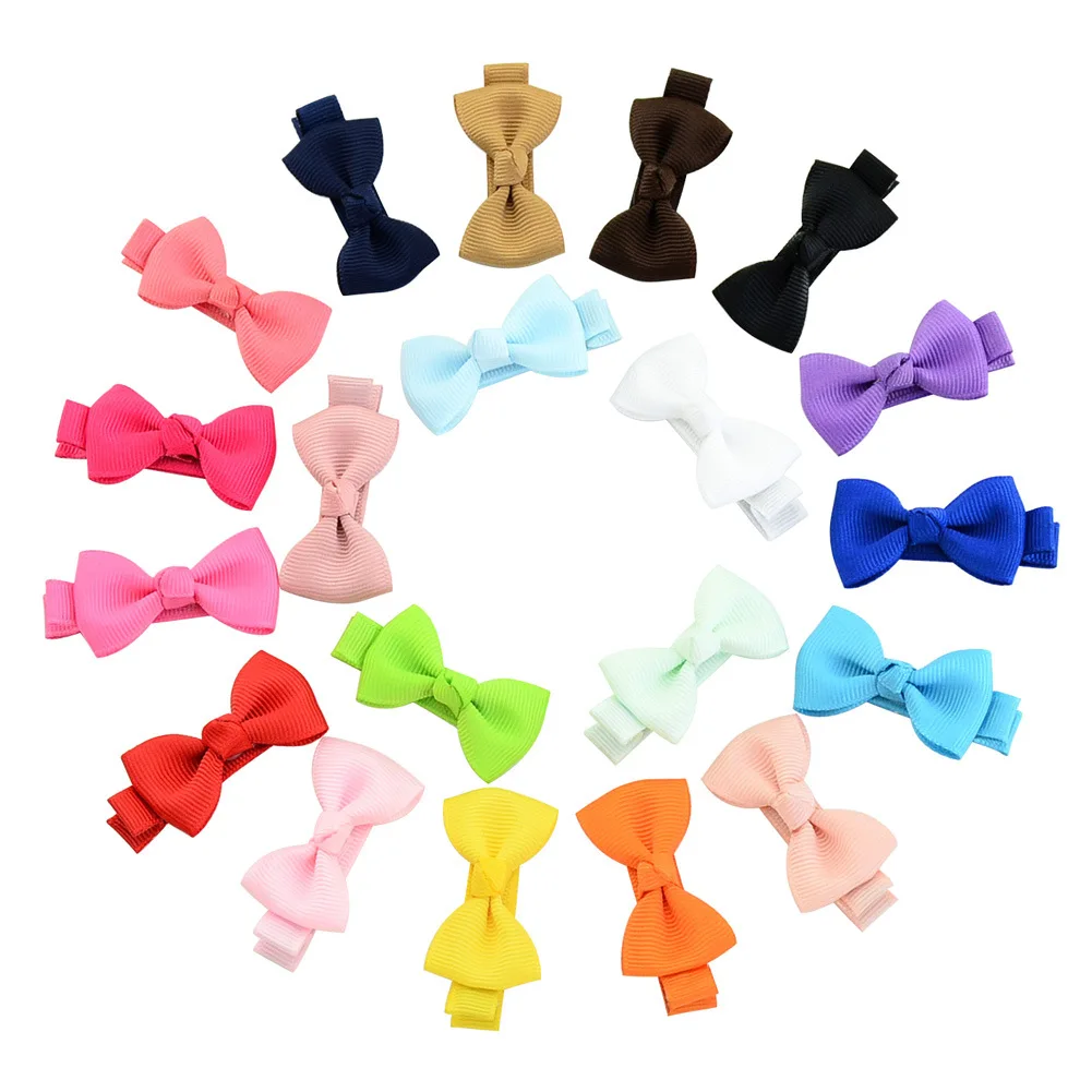 

36pcs/20 colors 2 Inch Tiny Hair Bows Clips Fully Lined for Baby Girls Fine Hair Infants Kids Small Bowknot Hairgrip
