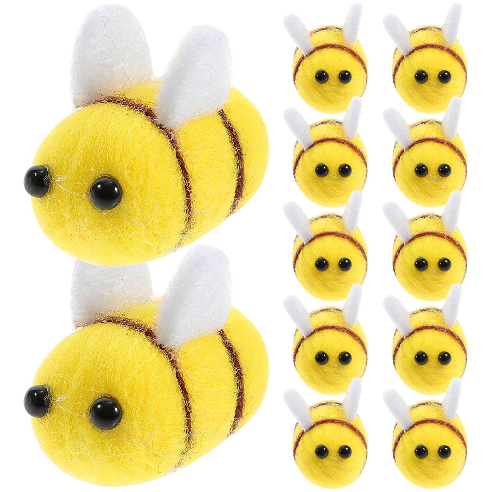 

12PCS Wool Felt Bee Decor Lovely Bee Clothes Accessories Creative DIY Headwear Accessories Cartoon Animal Dolls sillcone tiny