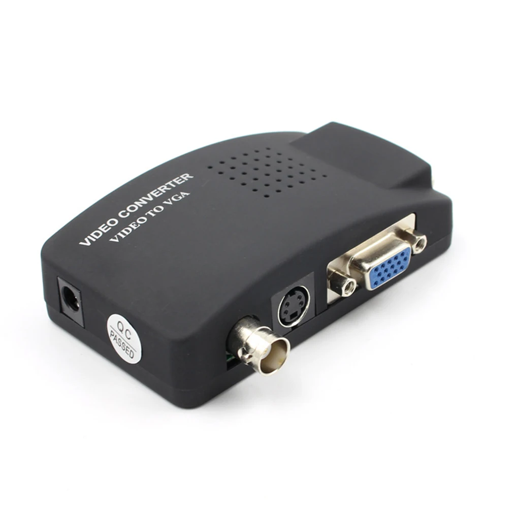

Portable BNC to VGA Video Converter Composite S-video Input To PC VGA Output Adapter Digital Switch Box EU Plug