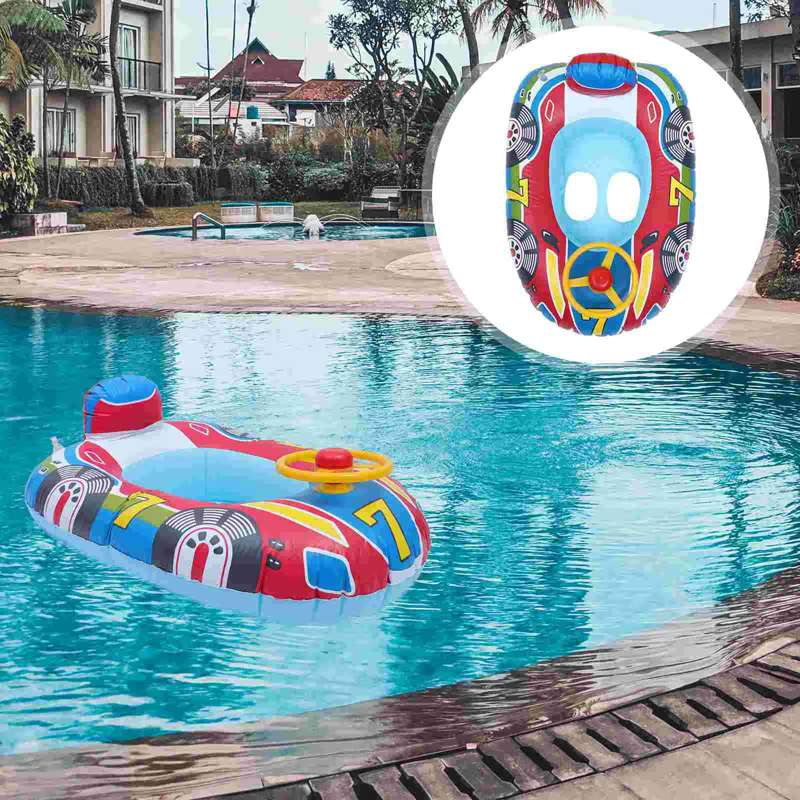 

Inflatable Yacht Infant Swimming Ring PVC Toddlers Toy Summer Safety Pool Floats Thickened Kids Water Paddling Accessories Baby