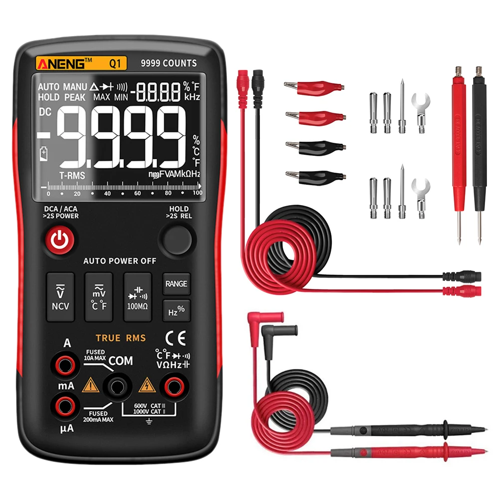

Professional Multimetro Q1 Digital Multimeter 9999 Counts With Analog Transistor Capacitor NCV Ohm Tester Lcr Meter True RMS