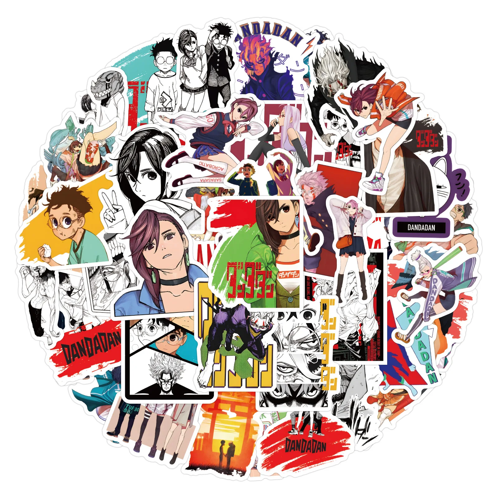 

DAN DA DAN 55 шт., неповторяющиеся аниме, водонепроницаемые, без остатков клея, наклейки Momo Ayase Takakura Kenshu, декоративные чемоданы «сделай сам»