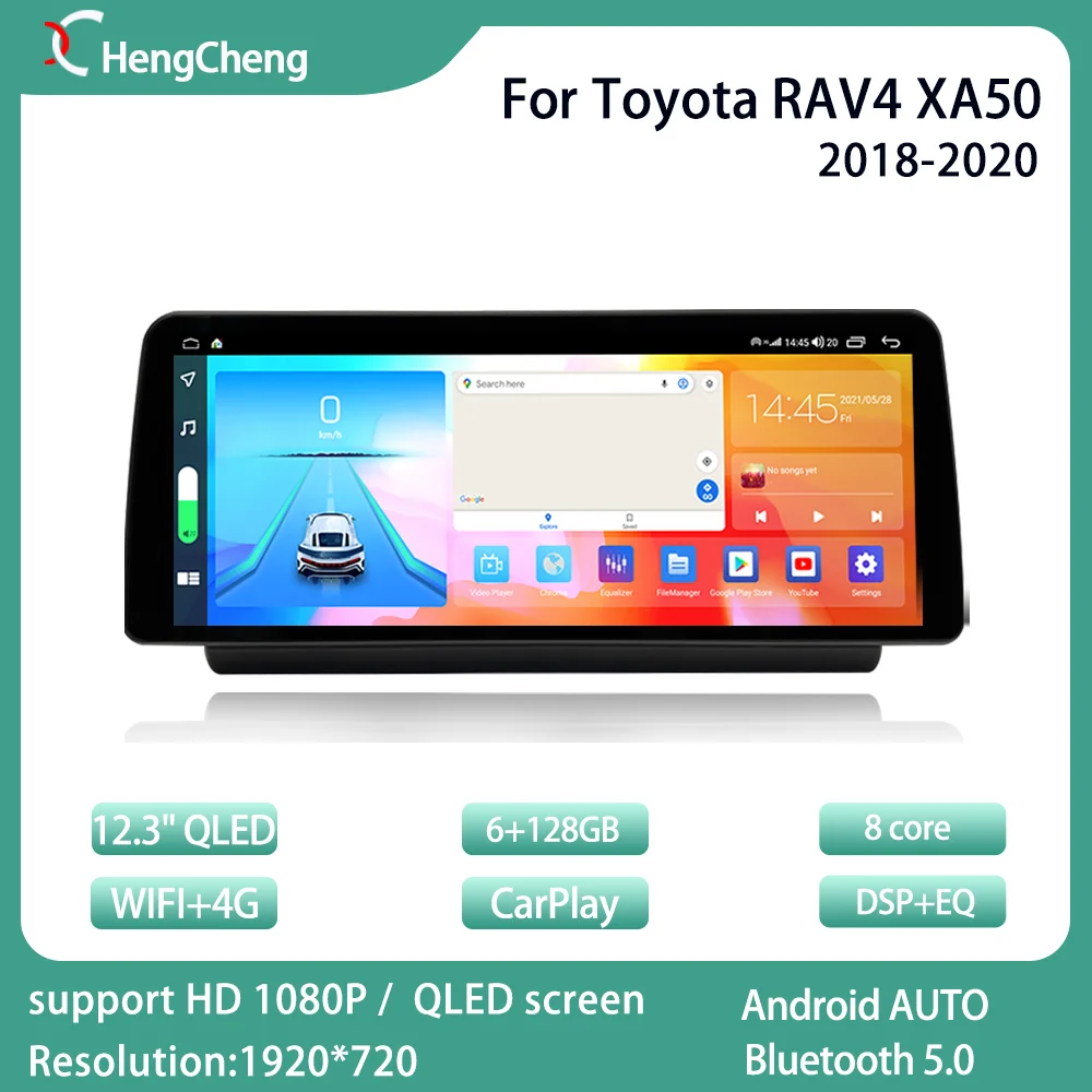 

For 2018-2020 Toyota RAV4 XA50 widescreen 12.3-inch smart multimedia video player RAV4 XA50 radio GPS 8-core 4G navigation
