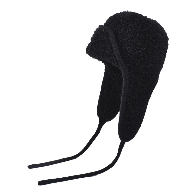 Теплая вязаная шапка женская осенне-зимняя модная универсальная с защитой ушей