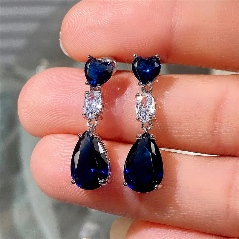 

New Bright Whit/Blue/Pink/Yellow Drop Earrings for Women Simple Stylish Design Versatile Girls Earrings Luxury CZ Hot Jewelry