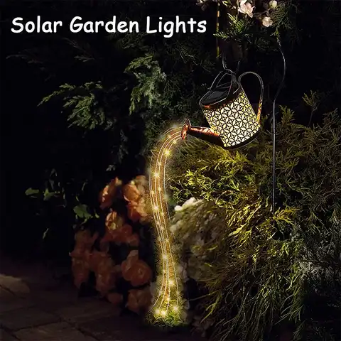 Светодиодные садовые фонари на солнечной батарее для газона, уличный декоративный чайник, садовый двор, художественная лампа, полив с подст...