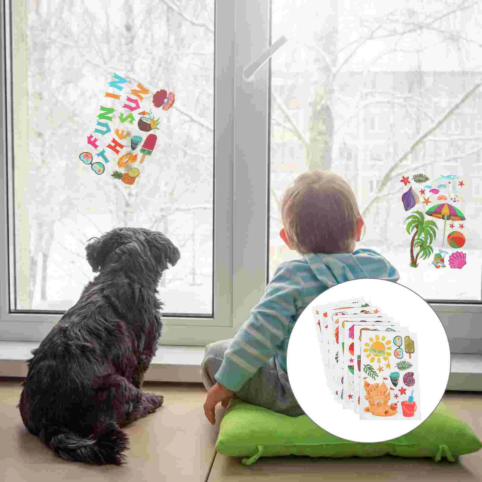 

8 PCS Summer Window Sticker Spring Window Clings Luau Window Stickers Pool Party Sticker Hawaii Glass Decal Hawaiian Decor