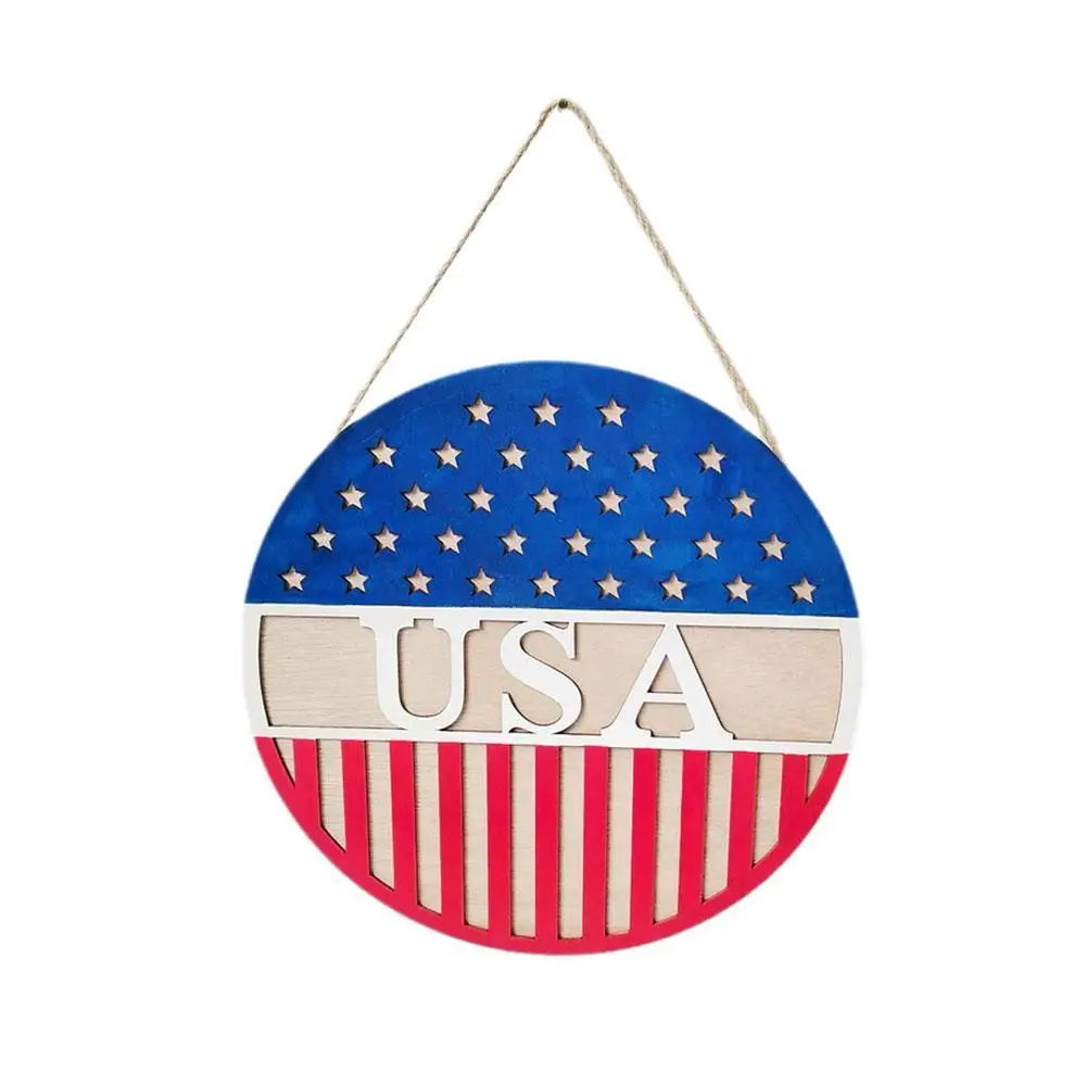 

American Style Welcome Signs USA Front Door Wooden Hanging Independence Day For Garden Wall Home Decor