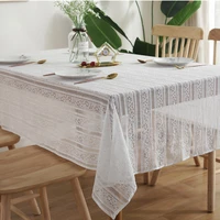 white hollow striped lace tablecloth fabric european white theme wedding decoration tablecloth cover