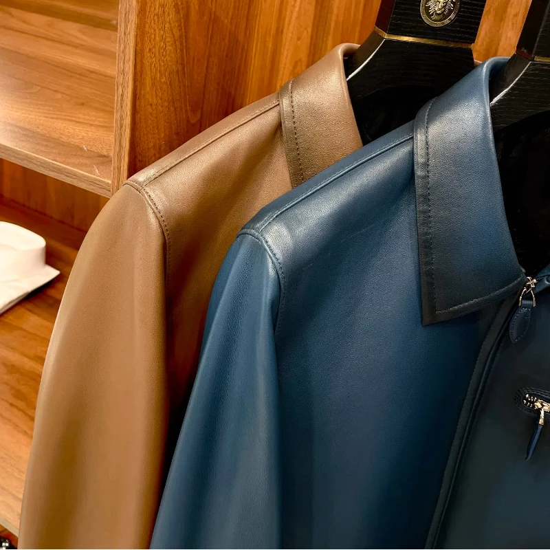 2024aw Высококачественная Мужская кожаная куртка мужские моющиеся пальто модные