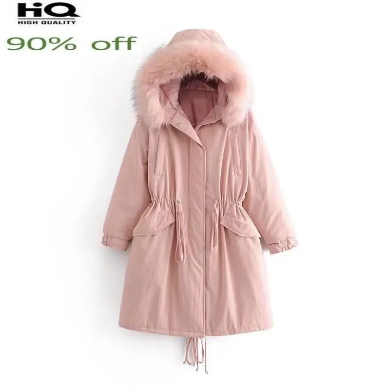 

Autumn/Winter Ladies Pure Color Hooded Cotton Jacket New Fashion Warm Parker Outerwear