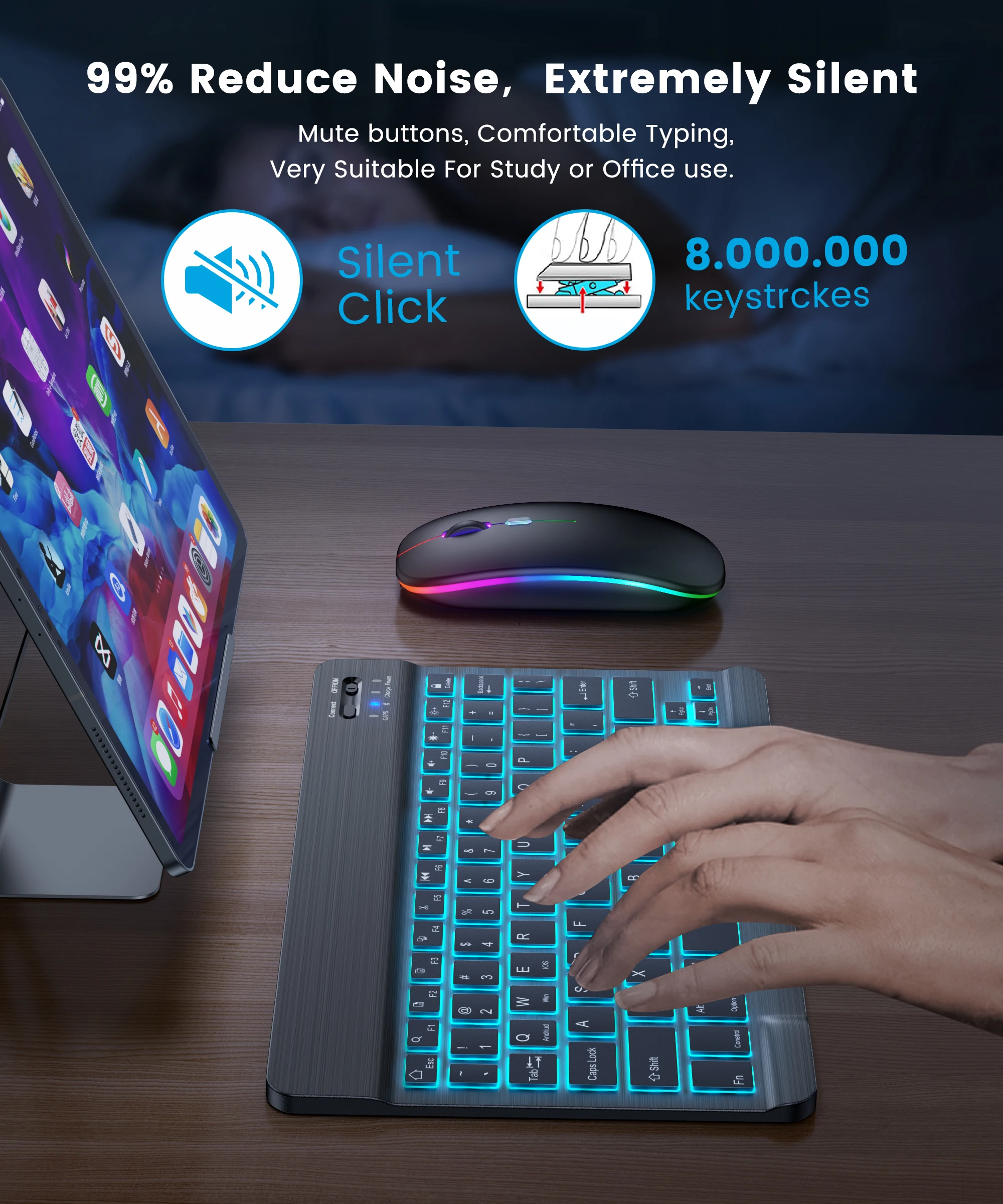 Mini Wireless Keyboard And Mouse Bluetooth Led Spanish Russian Rechargeable Backlit Keyboards For Ipad Tablet Phone |