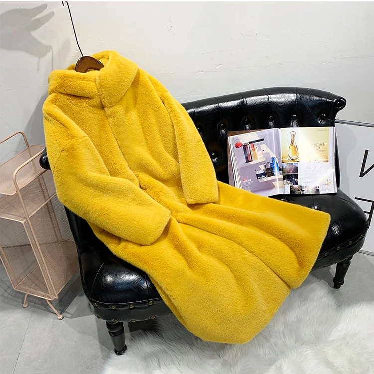 z-long hooded coats Women Winter Warm Faux Fur Coat Thick Women Long Coat Pure Color Hooded Women Warm Fur Coat Casaco Feminino